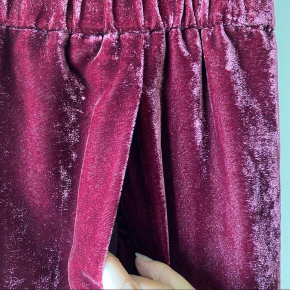 J. Crew Velvet Burgundy Pull-On Skirt Sz XST Elastic Waist Knee Length Holiday - Picture 5 of 10